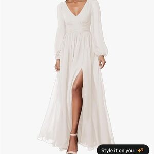 Elegant Ivory Long Sleeve Dress